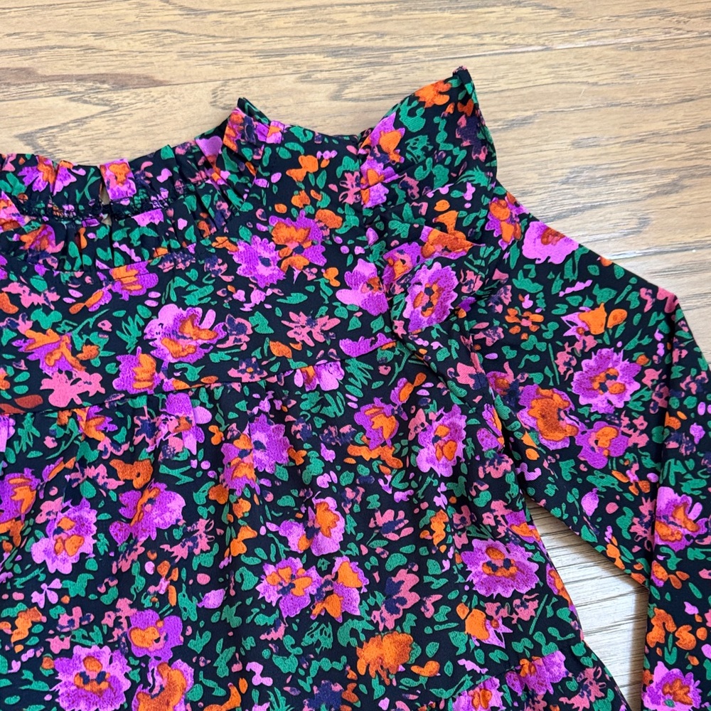 Make My Day Black Ditsy Floral L/S Babydoll Dress - Picture 7 of 16
